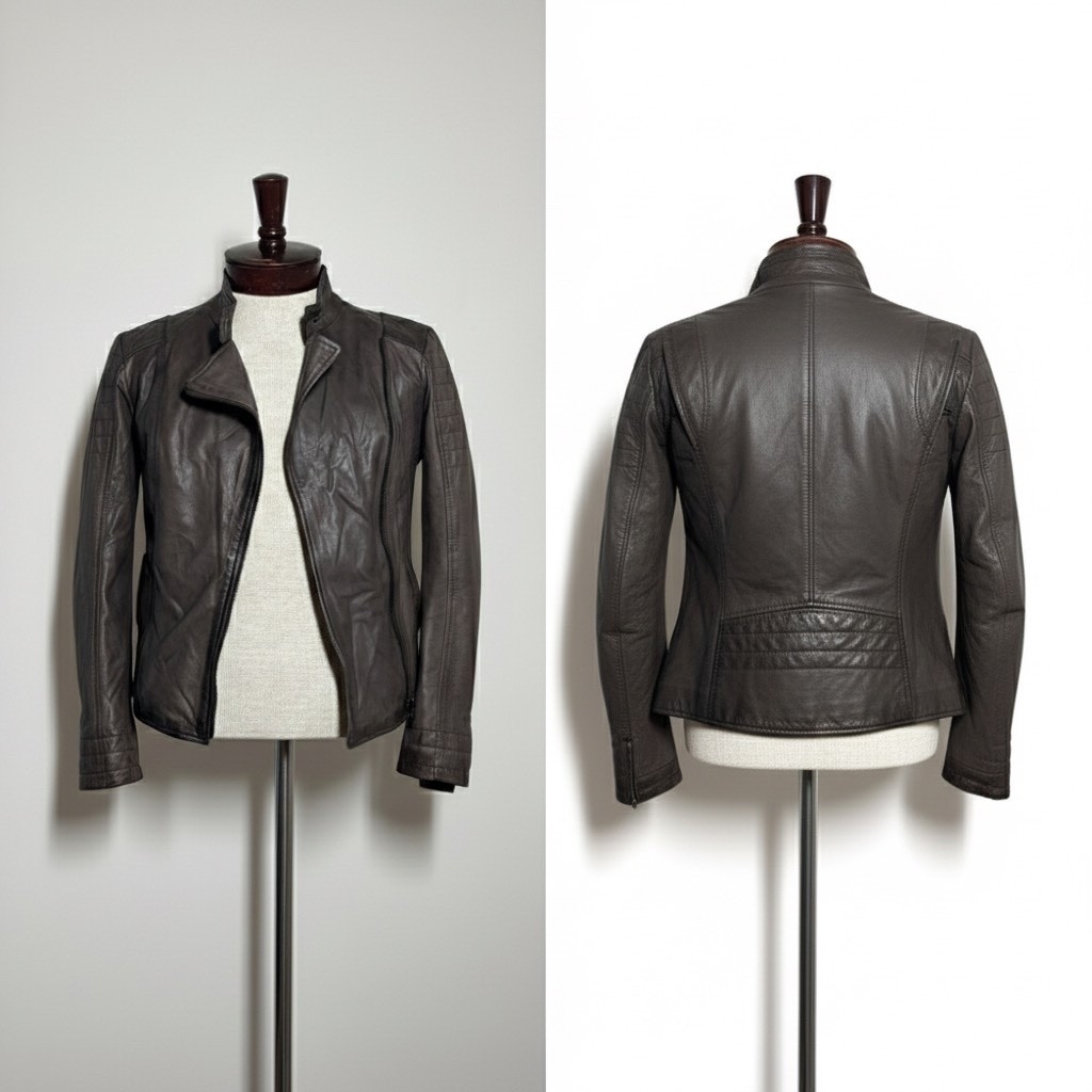 Vera Pelle Real Butter Soft Leather Moto Jacket Brown Zip Us Size S